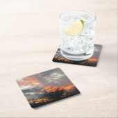 冬の日没自然景観写真 スクエアペーパーコースター (インサイチュ)