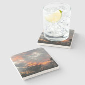 冬の日没自然景観写真 ストーンコースター (横)