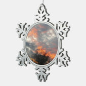 冬の日没自然景観写真 スノーフレークピューターオーナメント (右)