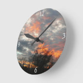 冬の日没自然景観写真 ラウンド壁時計 (傾斜)