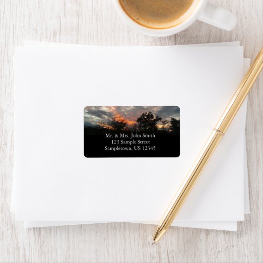 冬の日没自然景観写真 ラベル (インサイチュ)