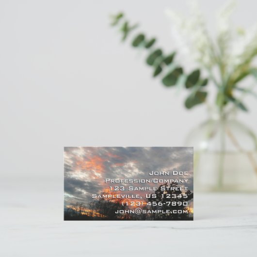 冬の日没自然景観写真 名刺 (スタンド正面)