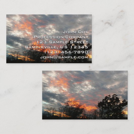 冬の日没自然景観写真 名刺 (正面/裏面)