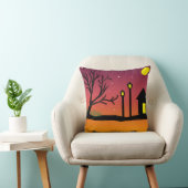 冬の日没通りと雪とシルエット クッション (椅子)