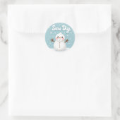 冬の日 冬の雪だるま ラウンドシール (バッグ)