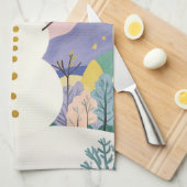 冬の明るいウォッチャー キッチンタオル (四つ折り)