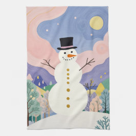 冬の明るいウォッチャー キッチンタオル