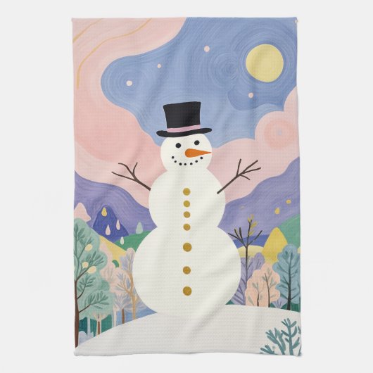 冬の明るいウォッチャー キッチンタオル (縦)