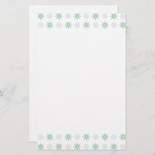 冬の星とスノーフレークのパターン 便箋 (正面/裏面)