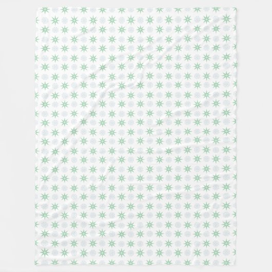 冬の星と雪の結晶ホワイトパターン フリースブランケット (正面)