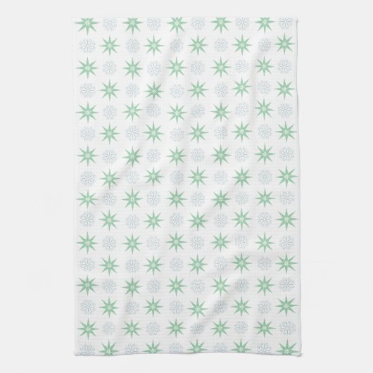 冬の星と雪の結晶ホワイト キッチンタオル (縦)