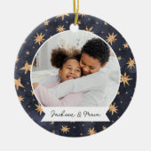冬の星両面写パーソナライズされた真 セラミックオーナメント (正面)