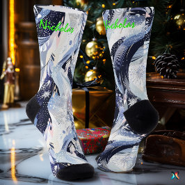 冬の星空のソックスで海軍とフロストブルー ソックス