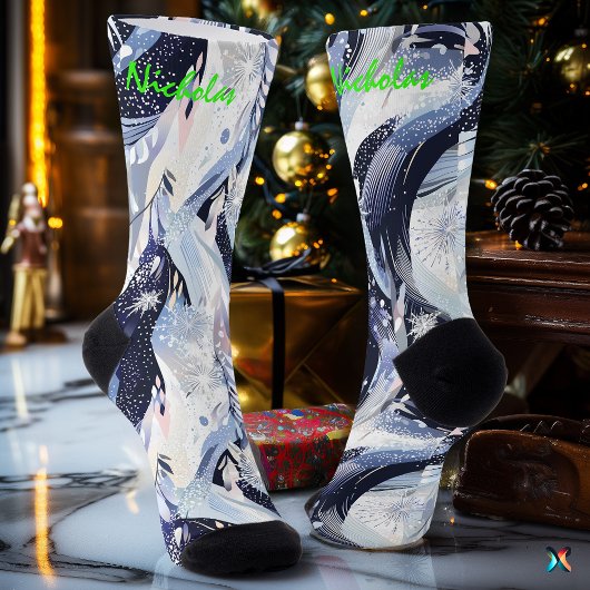 冬の星空のソックスで海軍とフロストブルー ソックス