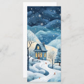 冬の星空の夜のグリーティングカード (正面/裏面)