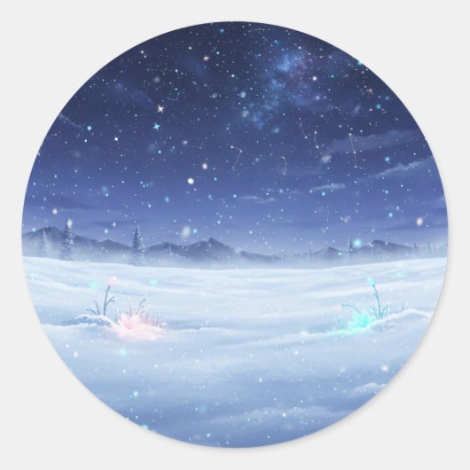 冬の星空ラウンドステッカー ラウンドシール (正面)