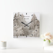 冬の時計カスタム冬ワンダーランドウォールクロック スクエア壁時計 (ホーム)