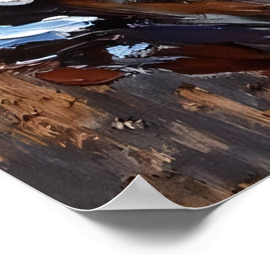 冬の時計:タヌキ凍っていナ ポスター (角)