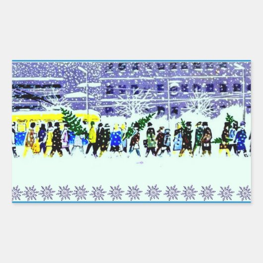 冬の時間ステッカー 長方形シール (正面)