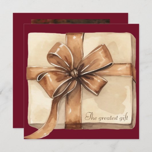 冬の景品写真妊娠のお知らせ 案内状 (正面/裏面)