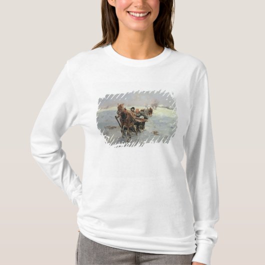 冬の景色のそり Tシャツ (正面)