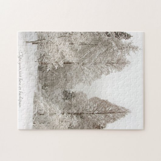 冬の景色のパズルのパーソナライズな冬の木 ジグソーパズル (横)