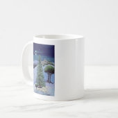 冬の景色のヒツジ コーヒーマグカップ (正面左)