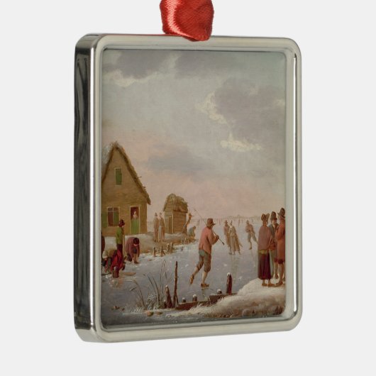 冬の景色のフィギュアスケート メタルオーナメント (右)