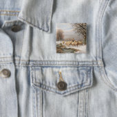 冬の景色の彼女の群を持つShepherdess ( 缶バッジ (インサイチュ)