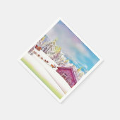 冬の景色トナカイとログキャビンの水色 スタンダードカクテルナプキン (角)