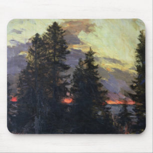 冬の景色上の日没、c.1902 マウスパッド