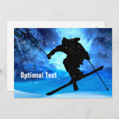 冬の景色及びカスタマイズ可能なフリースタイルのスキーヤー- 招待状 (正面/裏面)