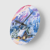 冬の景色 ラウンド壁時計 (傾斜)