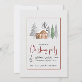 冬の景色、木々と降雪クリスマスパーティー 招待状