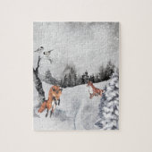 冬の景観水の色のキツネ ジグソーパズル (縦)
