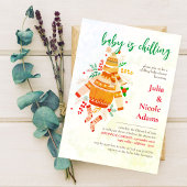 冬の暖かい服かわいい赤ちゃんシャワー 招待状