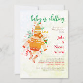 冬の暖かい服 可愛いベビーシャワー 招待状 (正面)