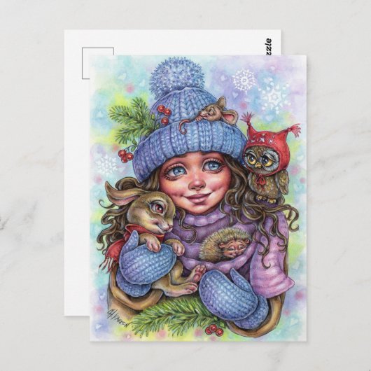 冬の暖かさのポストカード小さな森の友人 ポストカード (正面/裏面)
