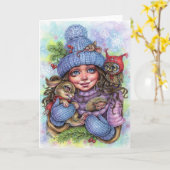 冬の暖かさの折り畳まれたグリーティングカードフォレストフレンズ カード (黄色い花)