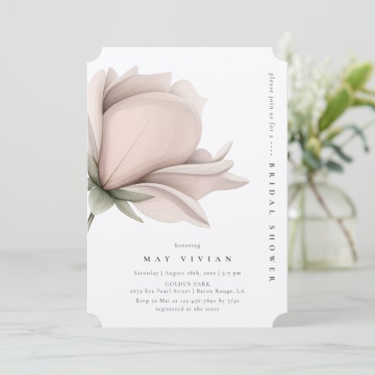 冬の暖かさの独身の大きなフローラブライダルシャワー 招待状 (スタンド正面)