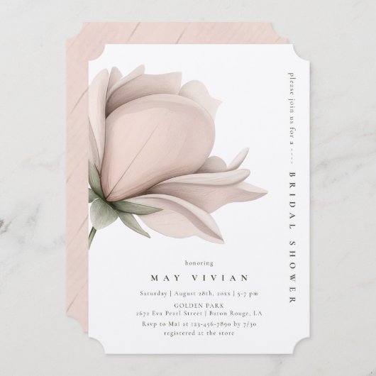 冬の暖かさの独身の大きなフローラブライダルシャワー 招待状 (正面/裏面)