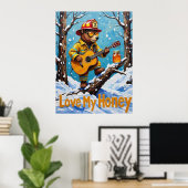 冬の暖かさ:クマの蜂蜜調和 ポスター (ホームオフィス)