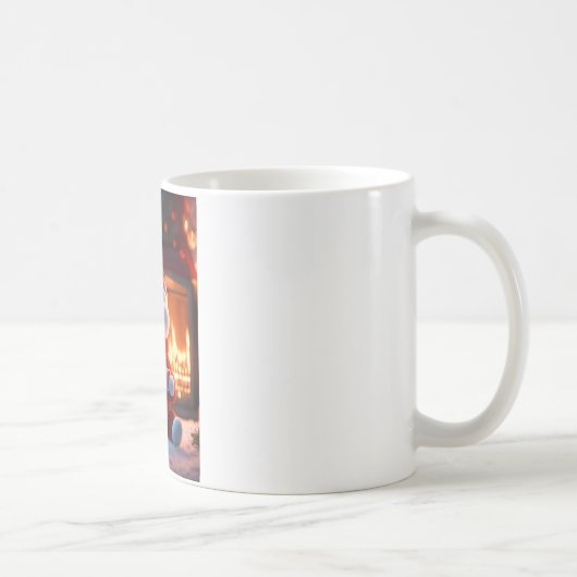 冬の暖かさ – コージーマグカップデザインと雪片 コーヒーマグカップ (右)