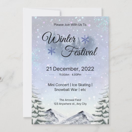 冬の最も優れた時間誕生日 招待状 (正面)