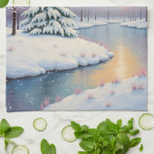 冬の最初の光 キッチンタオル (折り畳み)