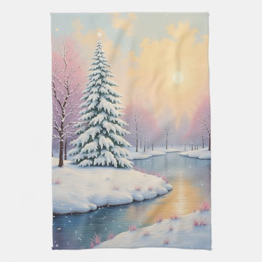 冬の最初の光 キッチンタオル (縦)