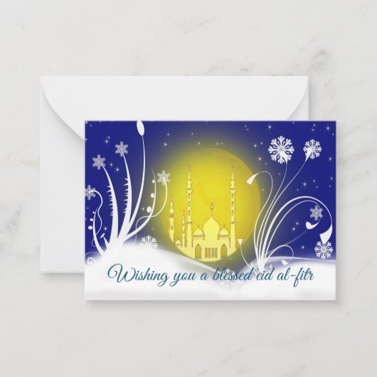 冬の月に花を渦巻く ノートカード (正面)