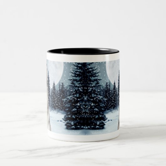 冬の月のハスキーのマグ ツートーンマグカップ (中央)
