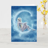 冬の月の挨拶状 カード (黄色い花)