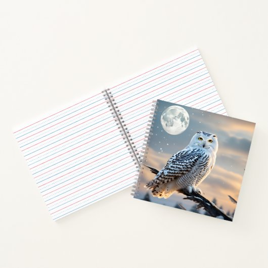 冬の月明かりの中でスノーフクロウ ノートブック (内部)